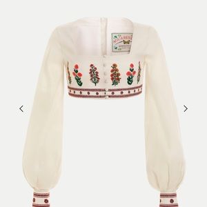 Agua by Agua Bendita Linen Pera Dahlia Crop Top NWT